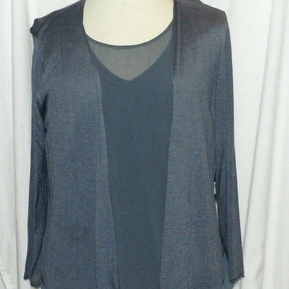 Nic + Zoe Nic and Zoe Plus $148 Women's Slate Blue Silk Blend Cardigan 2X NWT - Picture 5 of 5